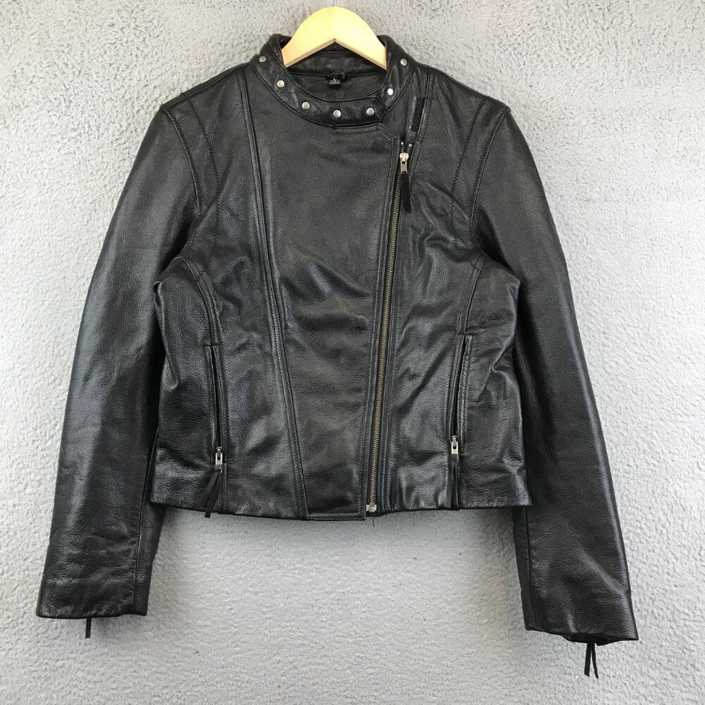 Designs by FMC Women's Black leather biker Jacket size L